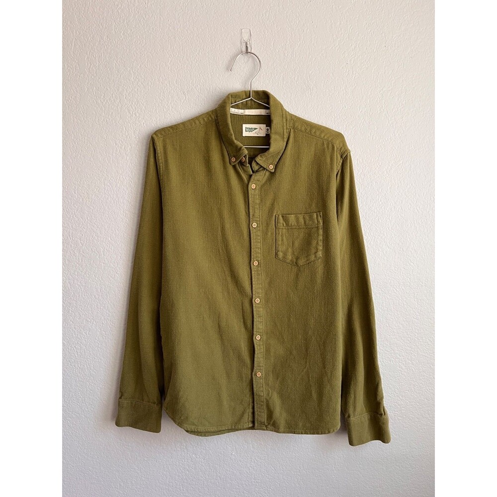 Wellen Men's Slub Flannel in Palm Green Size MEDIUM
